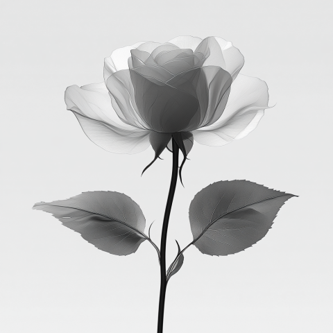 Elegant Black and White Rose Illustration