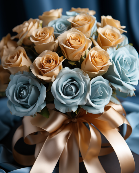 Elegant Bouquet of Blue and Peach Roses