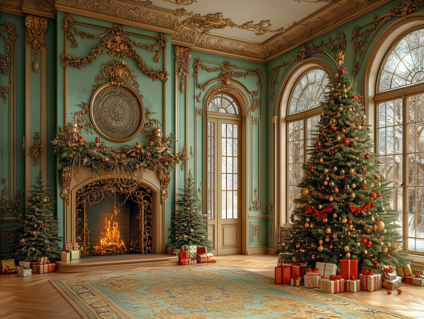 Elegant Christmas Room with Decorated Tree