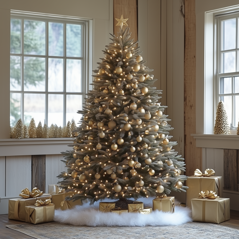 Elegant Christmas Tree with Gold Accents
