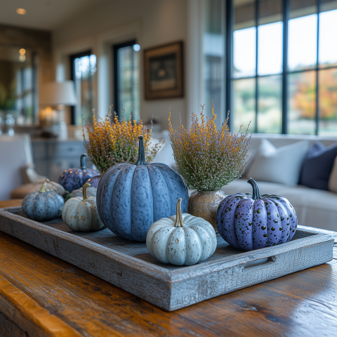 Elegant Fall Pumpkin Decor in Living Room