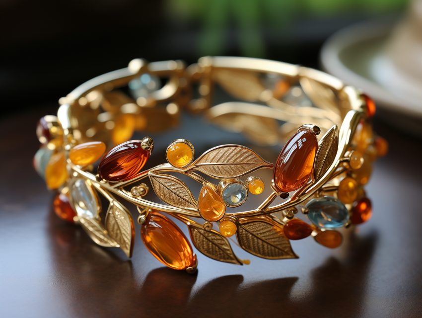 Elegant Gold Bracelet with Gemstones