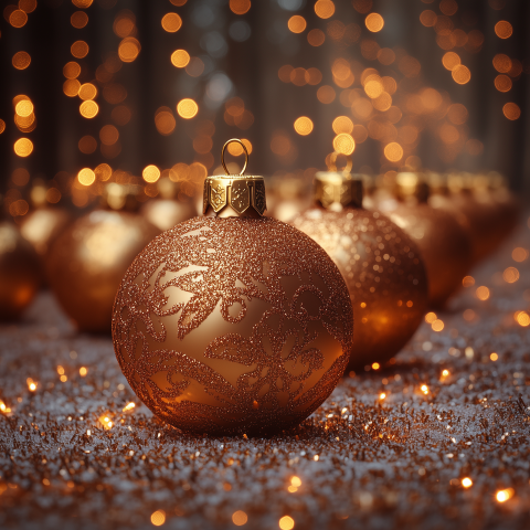 Elegant Gold Ornaments with Glitter Design