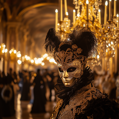 Elegant Masquerade Guest in Black and Gold