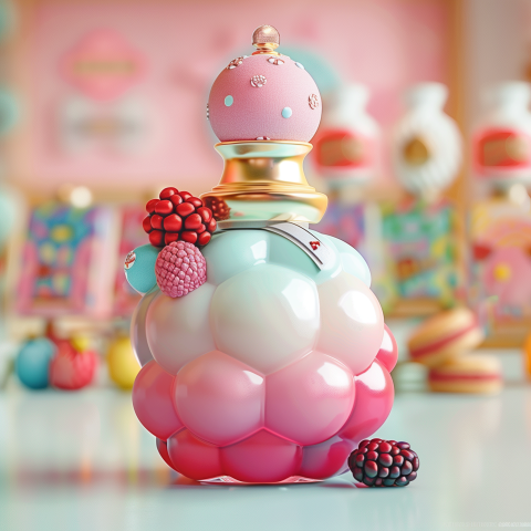 Elegant Perfume Bottle with Berry Accents