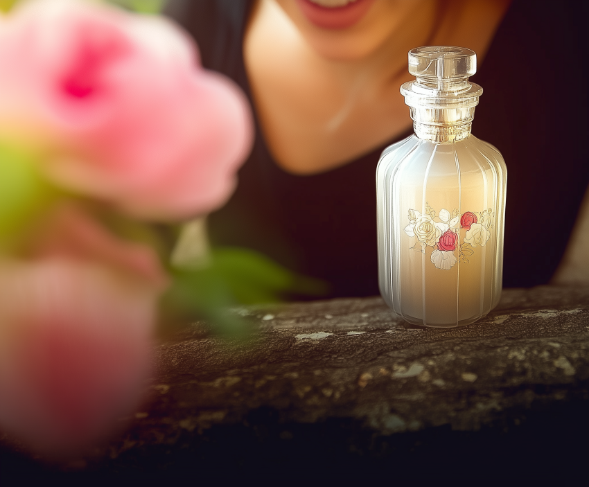 Elegant Perfume Bottle with Floral Design