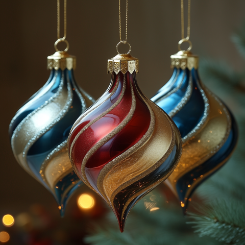Elegant Swirl Christmas Glass Ornaments