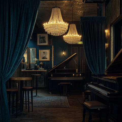 Elegant Vintage Piano Lounge Interior