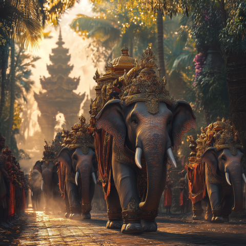 Elephant Parade in Ornate Ceremony