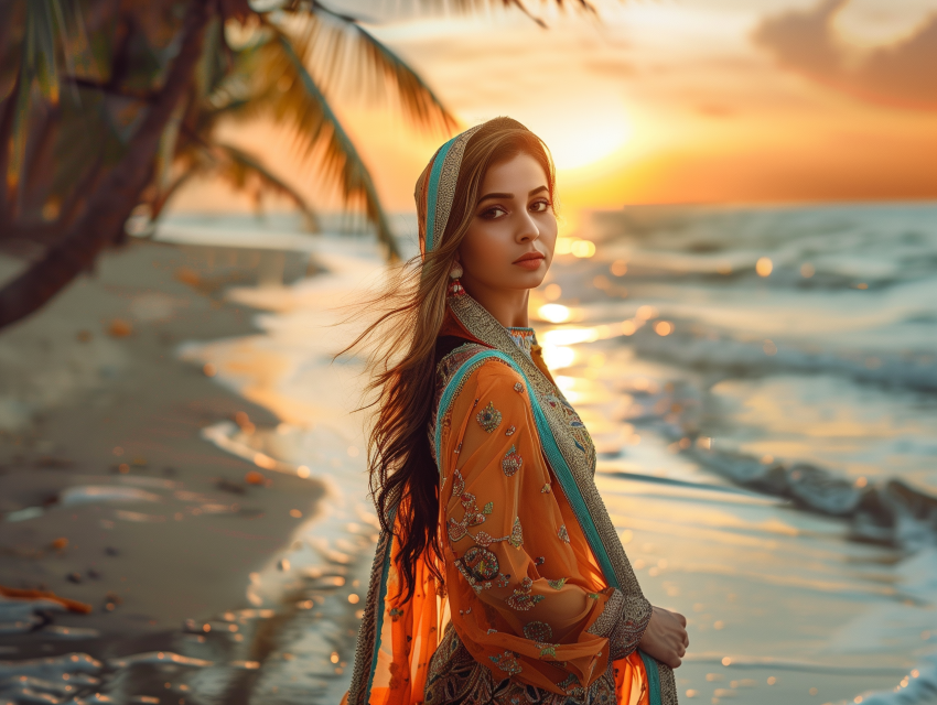 Embracing Karachi Beach in Traditional Elegance