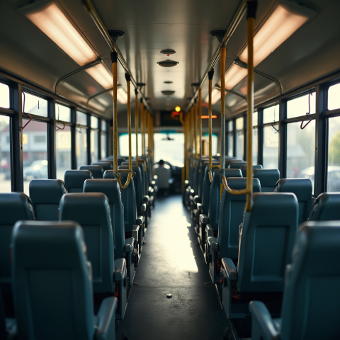 Empty Interior of a Public Bus