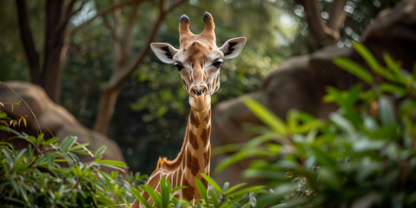 Giraffe at a zoo
