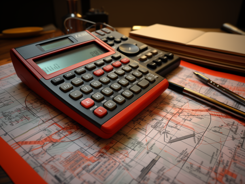 Engineering Calculator on Technical Blueprints