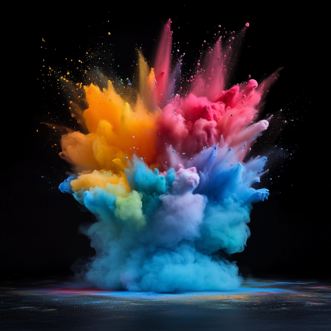 Explosion of Vibrant Colored Powder