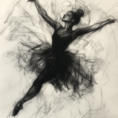 Expressive Charcoal Sketch of Ballerina