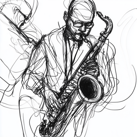 Expressive Sketch of Jazz Saxophonist
