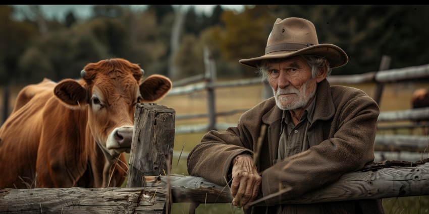 Farmer With Cattle