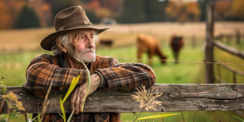 Farmer with His Cattle