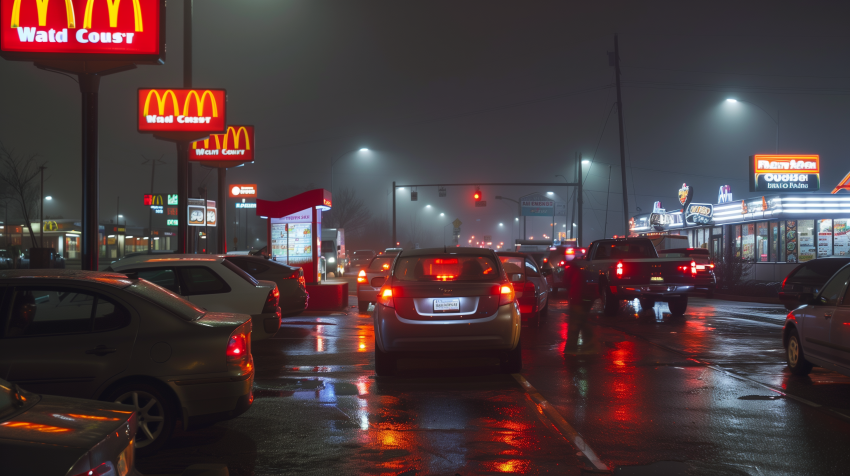 Fast Food Drive Thru At Night