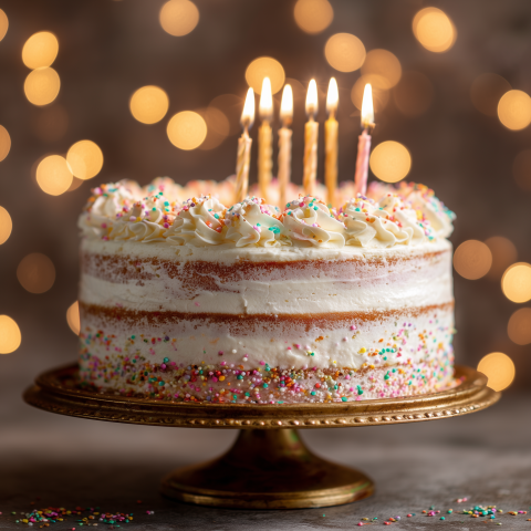 Festive Birthday Cake With Candles