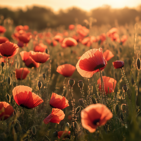 Field of Poppies in Golden Light