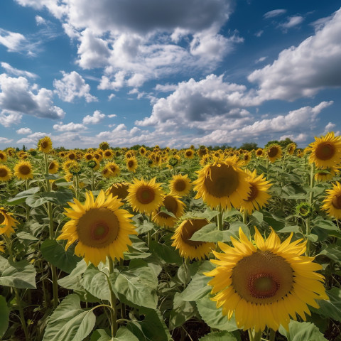Vibrant Sunflower Field Under Blue Sky