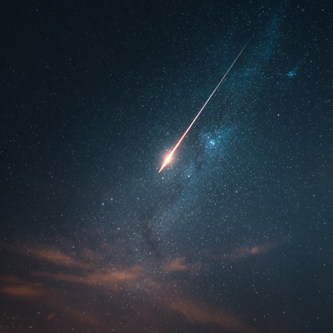 Fiery Shooting Star Across Cosmic Sky