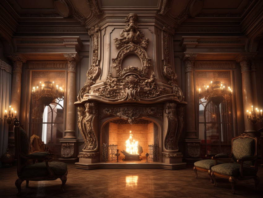 Fireplace of Luxury Mansion