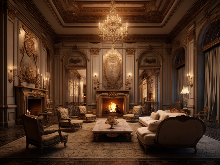 Fireplace of Luxury Mansion