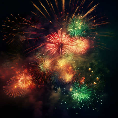 Colorful Fireworks Display at Night