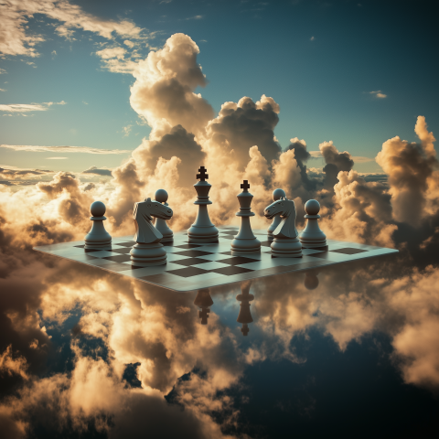 Floating Chessboard Above the Clouds