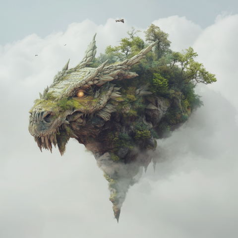 Floating Dragon Island in the Sky