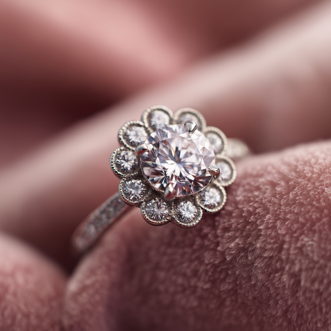 Floral Halo Diamond Engagement Ring