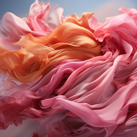 Flowing Pink and Orange Fabric in Motion