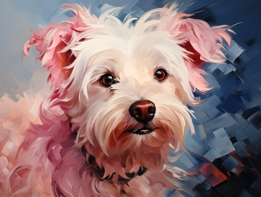 Fluffy White Dog with Pink Highlights