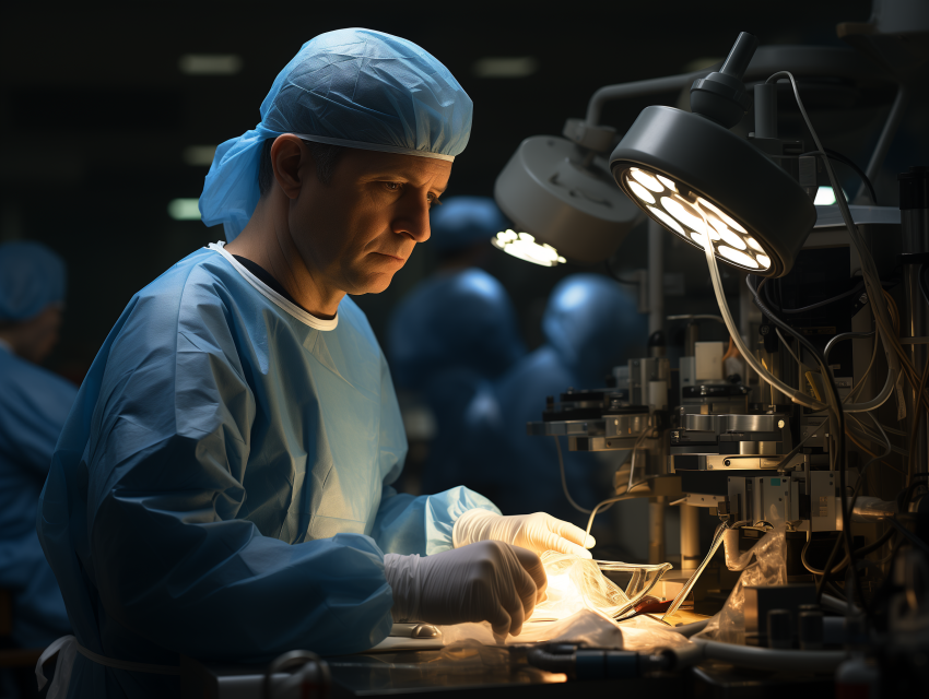 Focused Surgeon Performing Operation