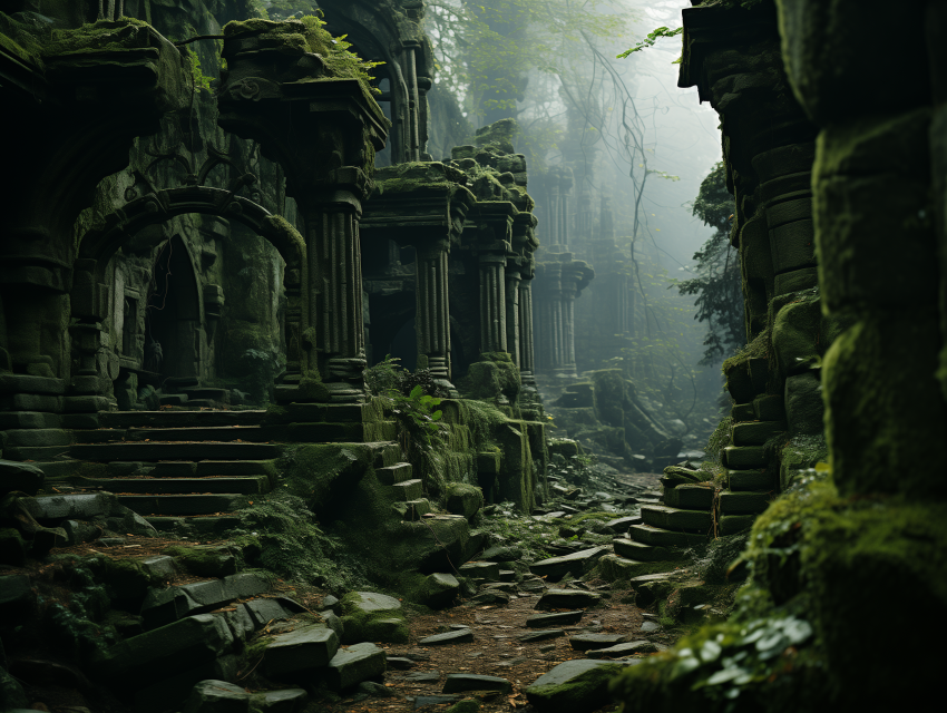 Foggy Archway of Ancient Ruins