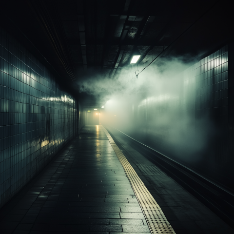 Foggy Underground Subway Station