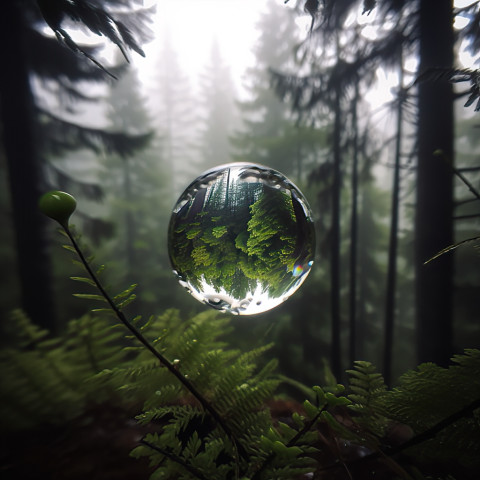Crystal Ball Reflecting Forest Scene