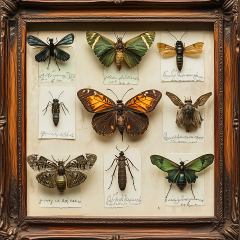 Framed Collection of Vintage Insects