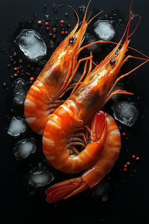 Fresh Shrimp on Ice with Peppercorns