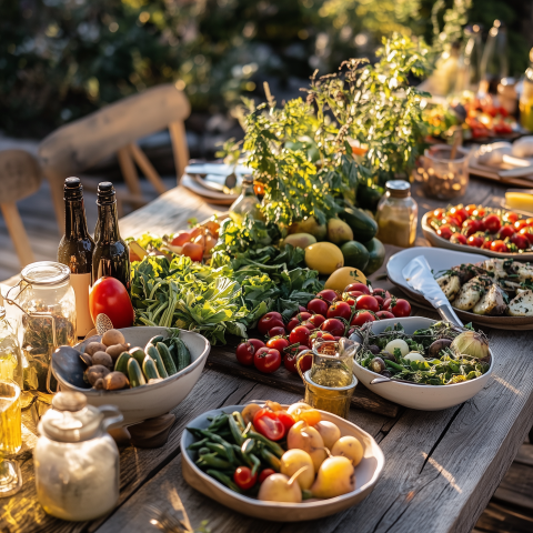 Fresh Summer Harvest Feast Outdoors