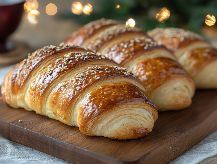 Freshly Baked Croissants with Nut Topping