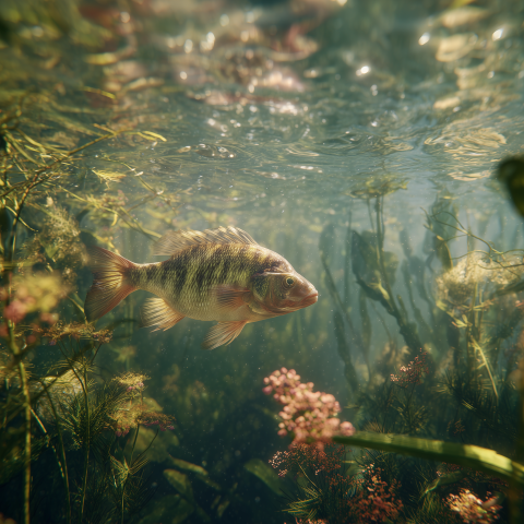 Freshwater Fish in Sunlit Pond