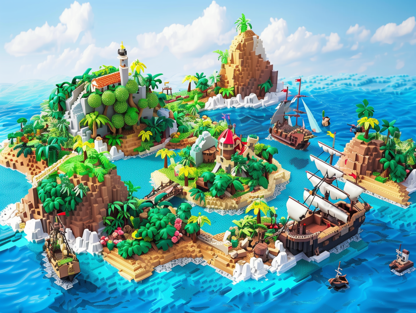Fruits world with colorful island