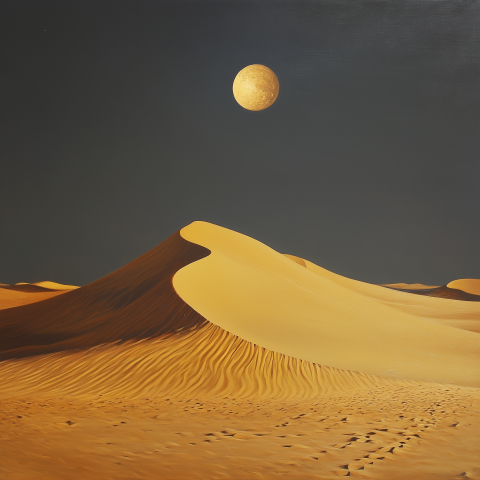 Full Moon Over Golden Sand Dunes