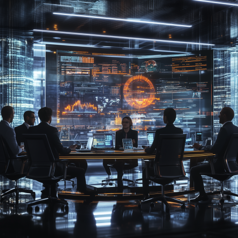 Futuristic Boardroom with Digital Display