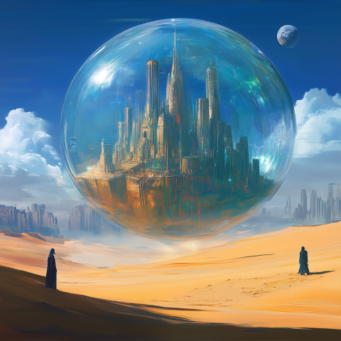 Futuristic City Encased in Transparent Sphere