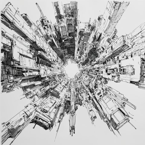 Futuristic City Tunnel in Radial Perspective