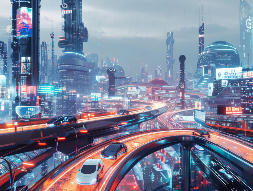 Futuristic Cityscape with Smart Infrastructure